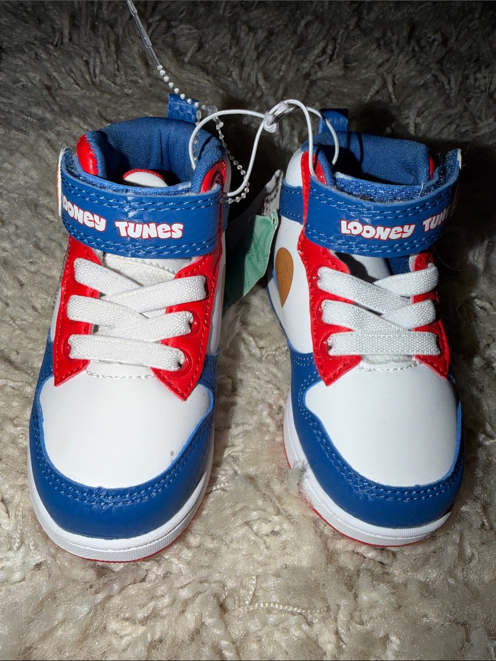 Warner Bros. Looney Tunes Kids White Blue Red High-Top Sneakers